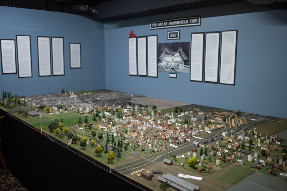 Time Travel at Marshfield Heritage Museum | Fire diorama at Marshfield Heritage Museum