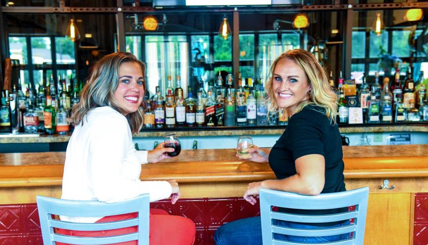 Two women at bar Blue Heron Brew Pub Marshfield WI