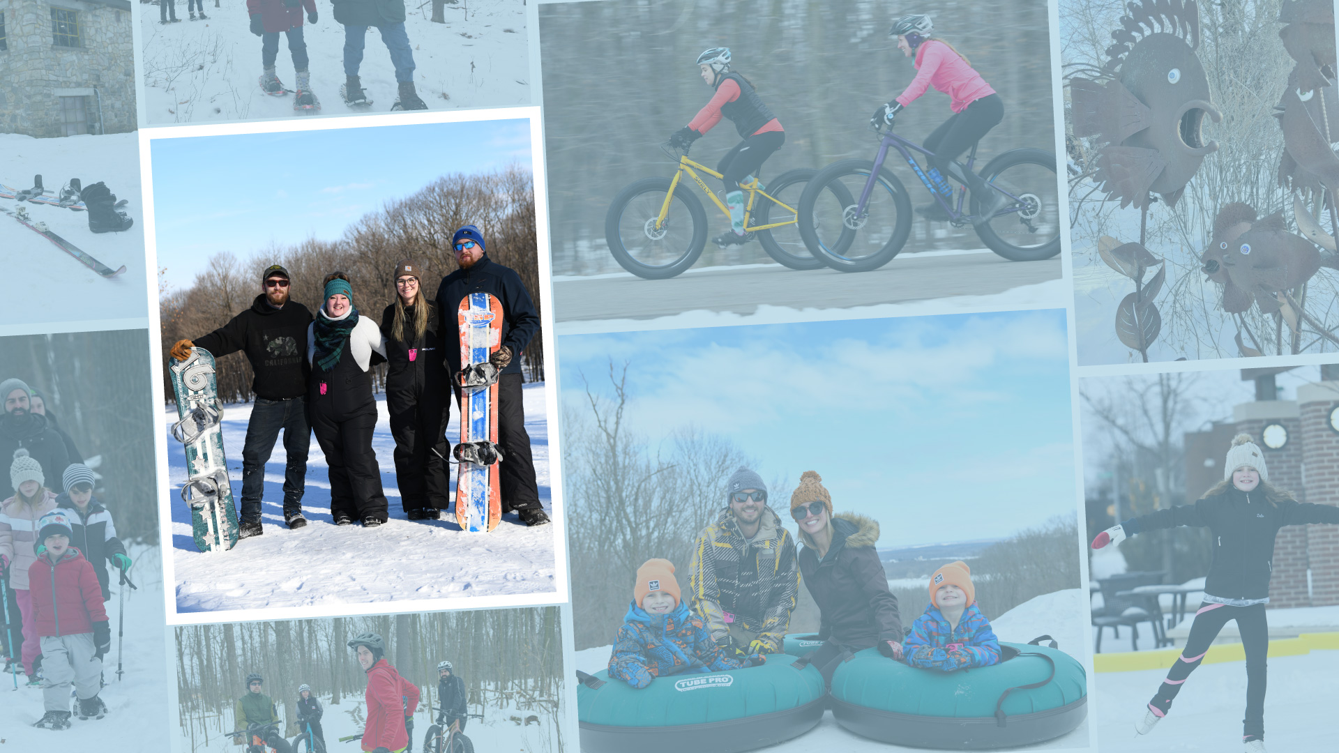 Photo collage of winter outdoor activities in Marshfield