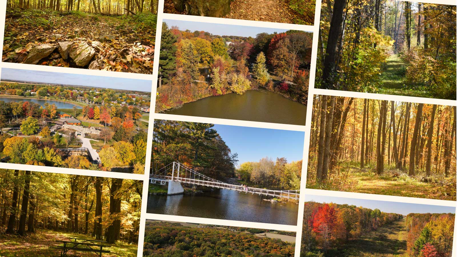 A collage of scenic fall images