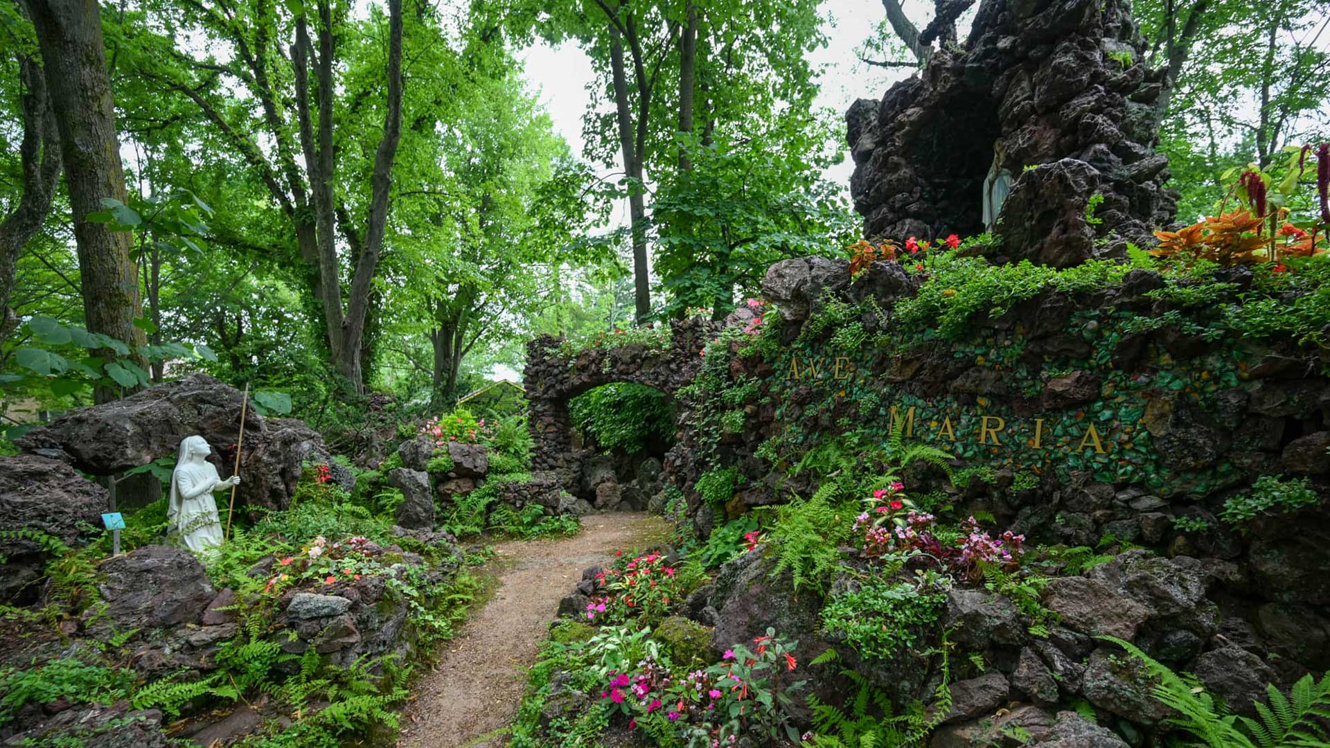 Discover a hidden gem in central Wisconsin at Rudolph Grotto Gardens | Shrine of Saint Mary at Rudolph Grotto Gardens at St. Philip Catholic Church in Wood County in central Wisconsin