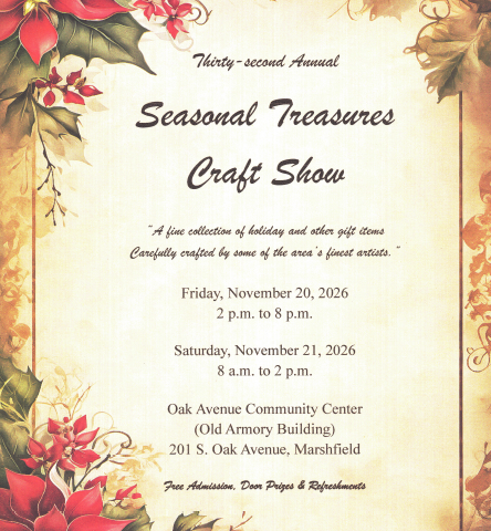 Featured Event: Thirty-Second Annual Seasonal Treasures Craft Show